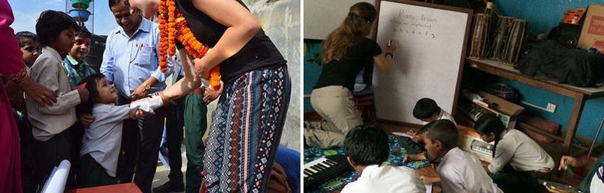 Akkelien aan het werk tijdens haar vrijwilligers periode